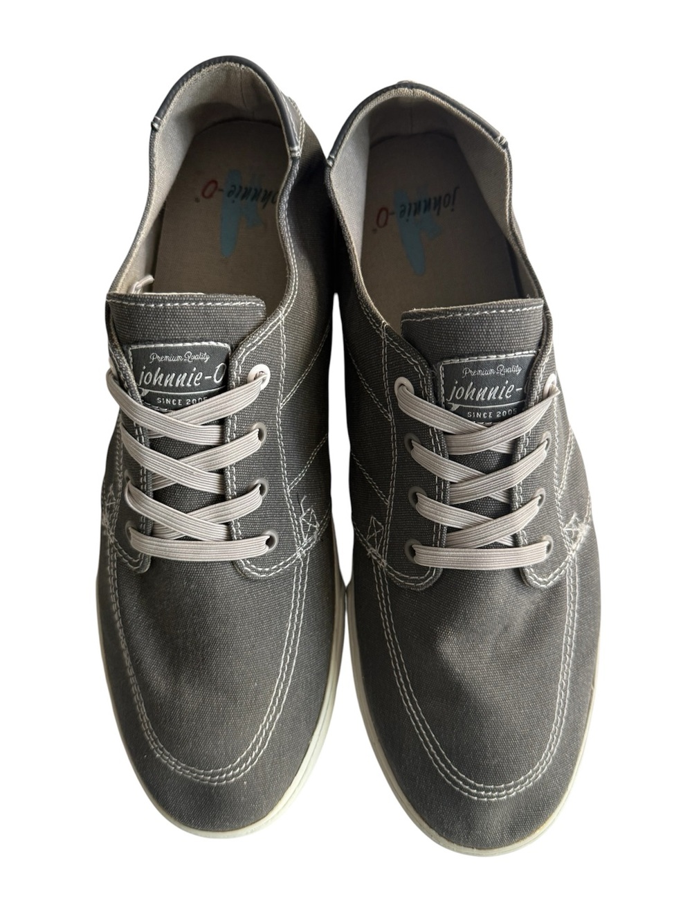 Johnnie-O Men's Gray Canvas Lace-Up Sneakers. Size 13